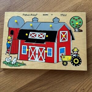 Vintage Fisher-Price Wooden Barn Puzzle #501 Complete 13 Pieces Made in Holland